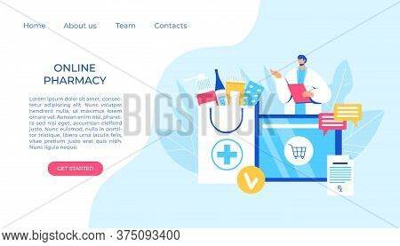 Online Pharmacy Concept. Pharmacist Helps To Collect An Order On The Site.