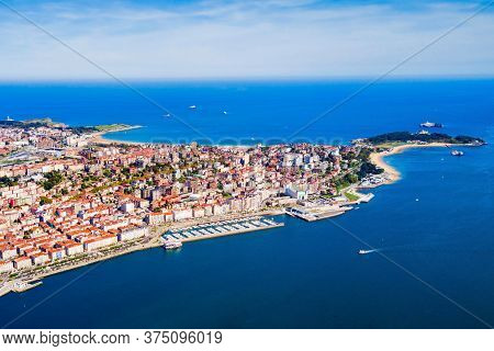 Santander City Aerial Panoramic View. Santander Is The Capital Of The Cantabria Region In Spain