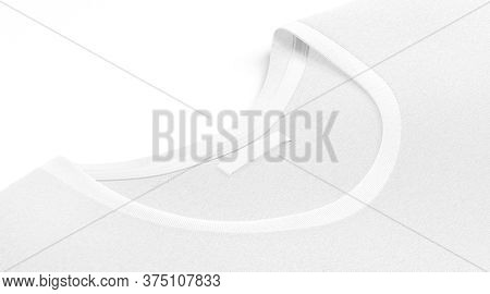 Blank White T-shirt Collar With Narrow Rectangular Label Mock Up, 3d Rendering. Empty Identity Stick