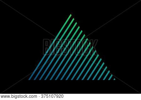 Triangle Hatbox. Unusual Flat Holographic. Beautiful Blue Triangle. Minimal Geometry. Abstract Green
