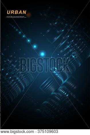 Skyline City.vector Night City On A Luminous Background