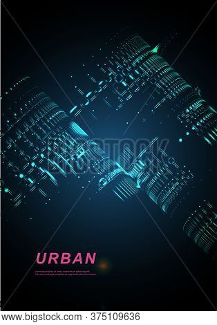 Skyline City.vector Night City On A Luminous Background