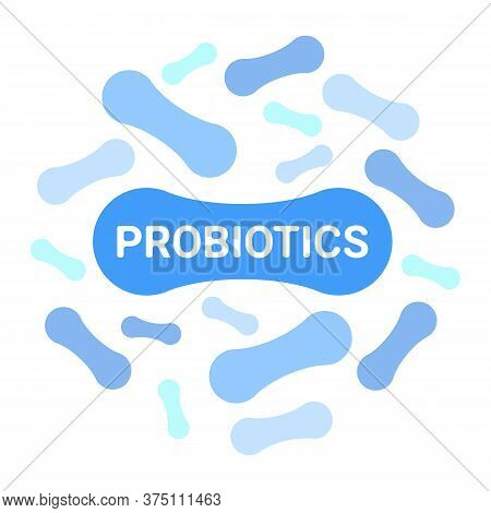 Probiotics Bacteria. Prebiotic, Lactobacilli Icon. Useful Molecules From Milk, Yogurt. Good Digestio