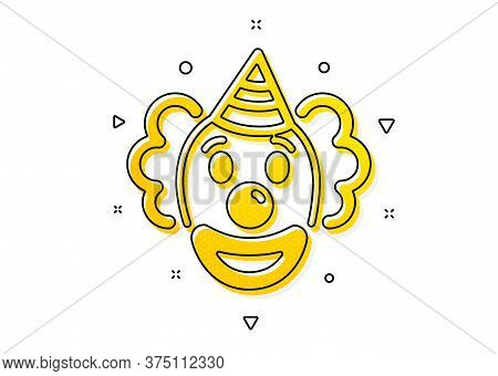 Amusement Park Funnyman Sign. Clown Icon. Yellow Circles Pattern. Classic Clown Icon. Geometric Elem