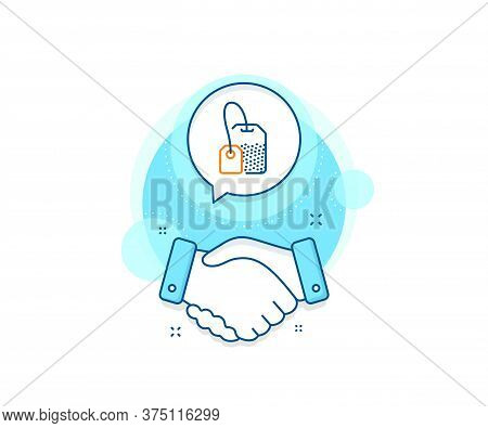 Brew Hot Drink Sign. Handshake Deal Complex Icon. Tea Bag Line Icon. Breakfast Beverage Symbol. Agre