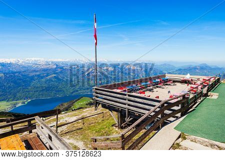 Restaurant At The Schafberg Viewpoint, Upper Austria. Schafberg Viewpoint Located In The Salzkammerg