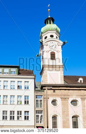 Spitalskirche Is The Roman Catholic Church Located In Altstadt Old Town Of Innsbruck, Austria