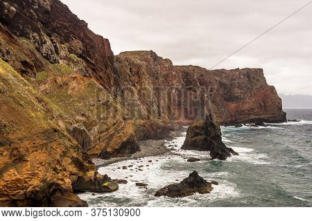 Coast Of Sao Lourenco, View To Ponta Do Rosto, On A Cloudy Day, Madeira, Portugal