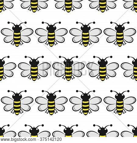 Seamless Bee Pattern For Textiles, Packaging, Texture And Simple Backgrounds