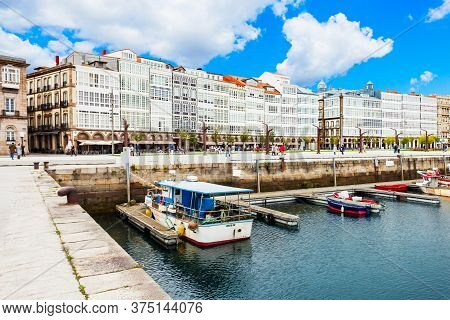 A Coruna, Spain - September 24, 2017: Yachts And Boats At The A Coruna City Port In Galicia, Spain