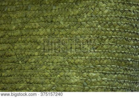 Close Up Of Green Starw Wicker Material Texture