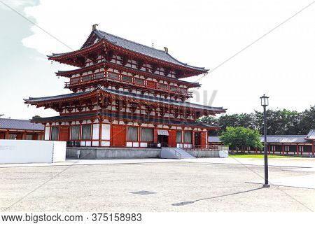 Nara, Japan - August 7,2019 : Yakushiji Temple is one of the Seven Great Temples of Nanto,located in  Nara  Japan.
