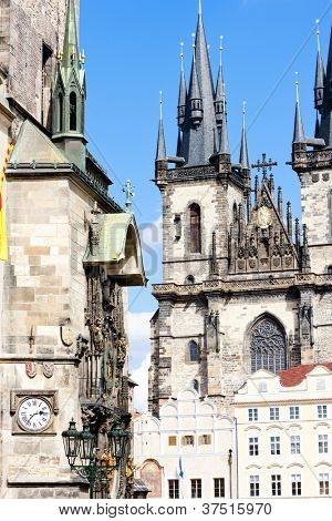 Tynsky kerk van Old Town Square, Prague, Tsjechië