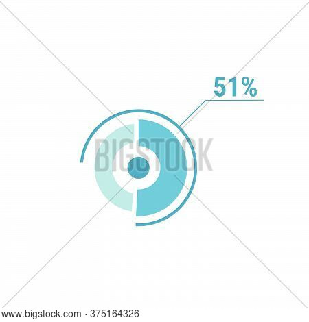 Circle Diagram Fifty One Percent Pie Chart 51. Circle Percentage Vector Diagram. Flat Vector Illustr