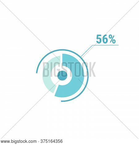 Circle Diagram Fifty Six Percent Pie Chart 56. Circle Percentage Vector Diagram. Flat Vector Illustr