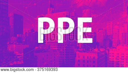 Ppe Coronavirus Theme With Downtown Los Angeles Skycapers