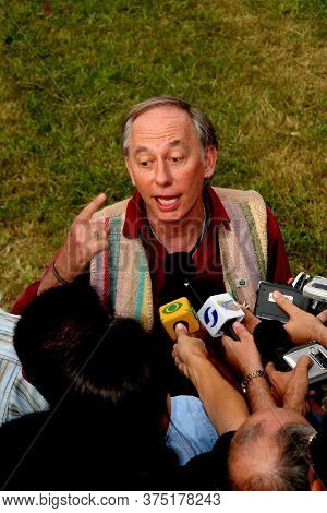 Caravelas, Bahia / Brazil - June 5, 2009: Carlos Minc, Minister Of The Environment Of President Lula