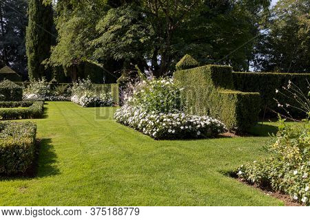 Eyrignac, France - September 2, 2018: The Picturesque Jardins Du Manoir D Eyrignac In Dordogne. Fran