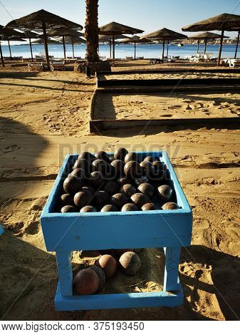 Pétanque Place On The Beach Prepared For The Competition
