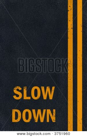 Asphalt Yellow Slow Down Marking