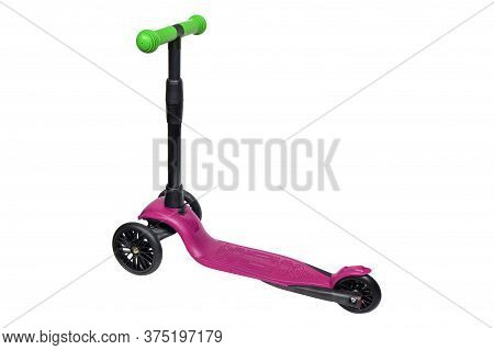 Children's Scooter Isolated On White With Clipping Path. The Child Scooters Isolated Over White Back