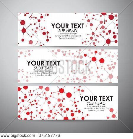 Abstract Science Background With Molecules. Abstract Futuristic Art Wallpaper. Vector Banners Set Ba