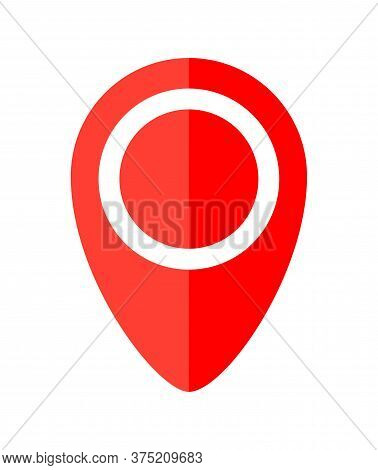 Red Pin Point Symbol Simple Red For Icon Isolated On White, Modern Pin Circle For Location Icon Mark