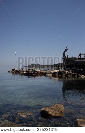 Replica Of Ancient Greek Wooden Vessel At Iskele, Urla, Izmir.