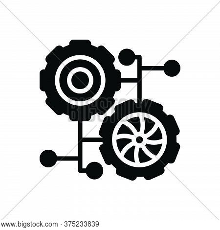 Black Solid Icon For Connection-process Connection Process Integrate Technology Cogwheel Analytics