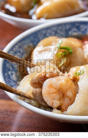 Bawan (ba Wan), Taiwanese Meatball Delicacy, Delicious Street Food, Steamed Starch Wrapped Round Sha