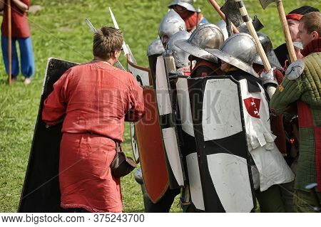 Priozersk, Russia - July 07, 2012: Knight Tournament 