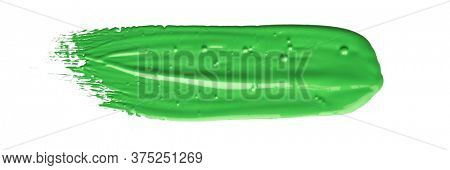 Green chroma brush stroke paiting over isolated background, canvas watercolor texture 