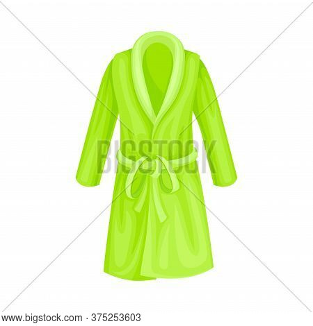 Green Terry Bathrobe Or Bathing Gown With Long Sleeves Vector Illustration