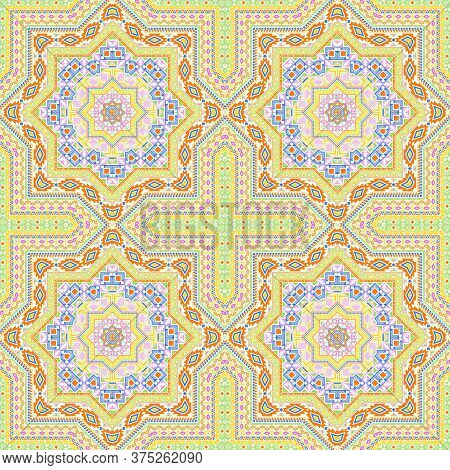 Subtle Italian Maiolica Tile Seamless Rapport. Geometric Texture Vector Elements. Pottery Print Desi