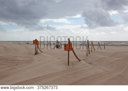 The Beach In Hargen Aan Zee In Netherlands Without Foreign Tourists After The Coronavirus Pandemic.
