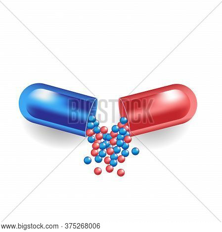 Vector Illustration Of A Medical Capsule. Sing, Icon.