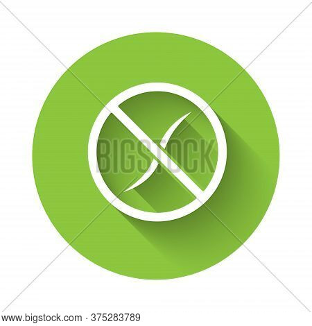 White Anti Worms Parasite Icon Isolated With Long Shadow. Green Circle Button. Vector