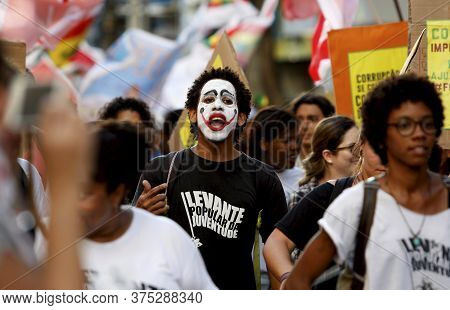 Salvador, Bahia, Brazil - Dec. 16, 2015: Members Of The Trade Union Centrals, Political Parties And 