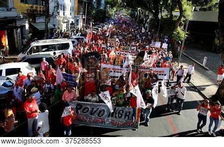 Salvador, Bahia, Brazil - Dec. 16, 2015: Members Of The Trade Union Centrals, Political Parties And 