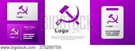 Logotype Hammer And Sickle Ussr Icon Isolated On White Background. Symbol Soviet Union. Logo Design 
