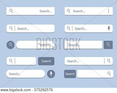 Web Button Template Forms For Search. Search Bar Design Icons. Vector Elements For Computer Interfac