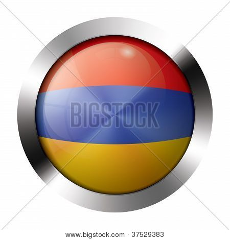 Kov a sklo tlačítko - Arménská vlajka - Evropa