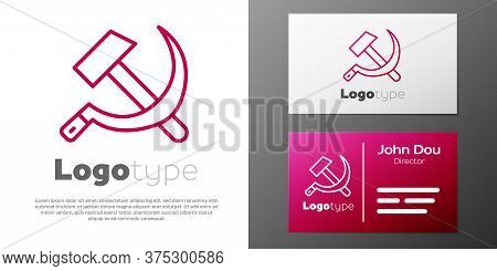 Logotype Line Hammer And Sickle Ussr Icon Isolated On White Background. Symbol Soviet Union. Logo De