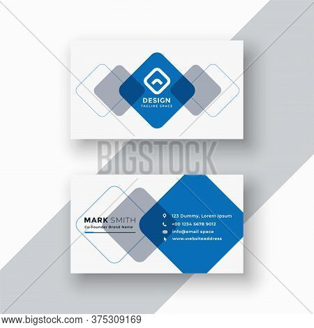 Minimal Blue Geometric Business Card Design