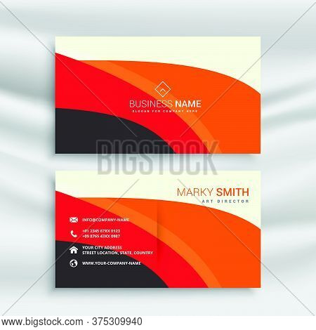 Abstract Orange Color Business Card Design Template