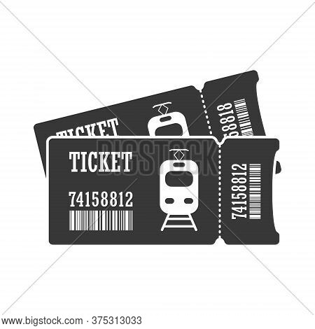 Ticket For An Electric Train Or Tram. Simple Vector Icon Isolated On A White Background For Websites