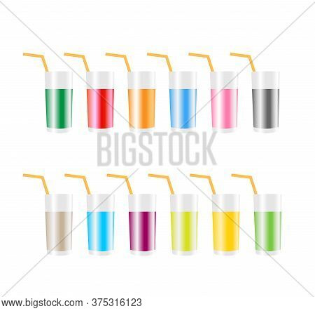Vector Illustration Set Of Colorful Drinks Glasses