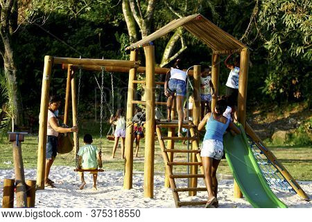 Salvador, Bahia / Brazil - September 30 2014: Children Are Seen Playing On A Playground In Parque Sa