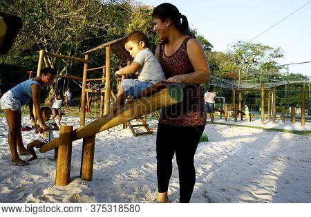 Salvador, Bahia / Brazil - September 30 2014: Children Are Seen Playing On A Playground In Parque Sa
