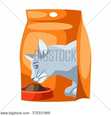 Illustration Of Cat Food Packaging. Animal Feed.